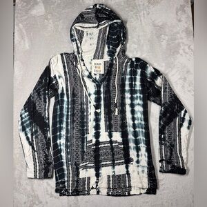 Beach By Exist 100% Cotton Tie Die Embroidered Pull Over Hoodie Poncho Medium